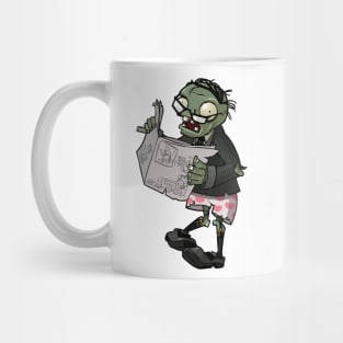 Zombie Grandpa Reading Newspaper Mug